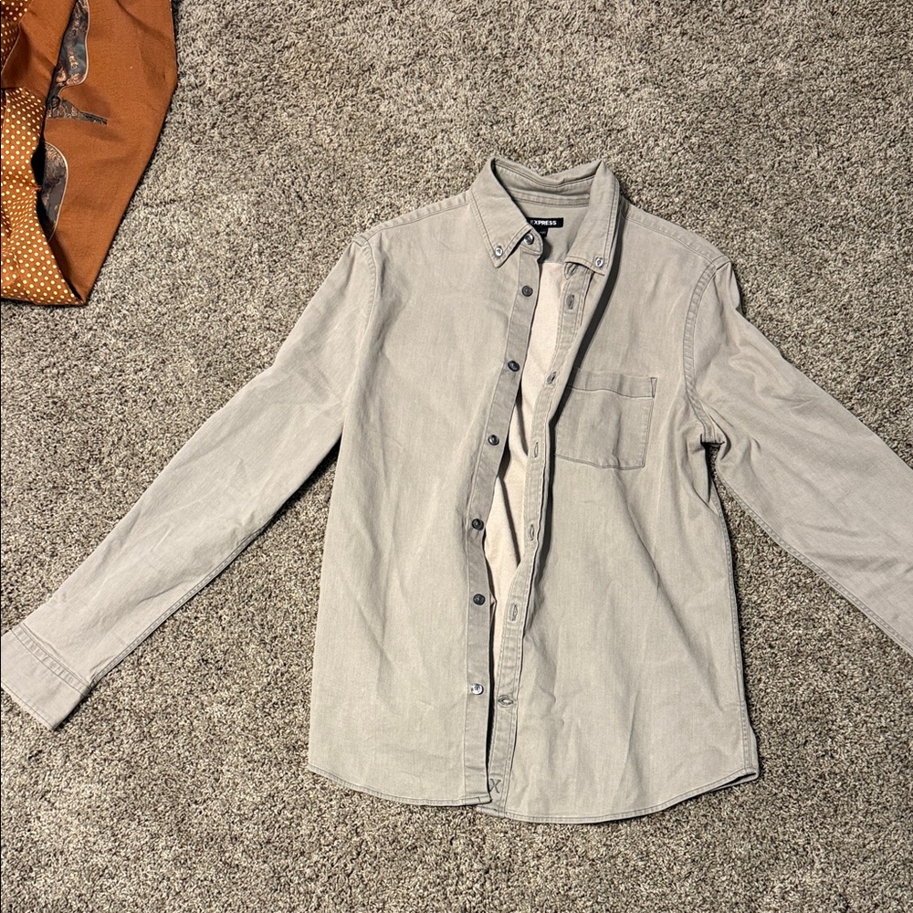 Express Light Gray Casual Shirt